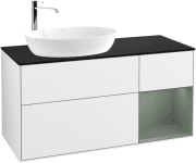 Тумба под раковину Villeroy & Boch Finion 120х50,1 см с подсветкой МДФ глянцевый белый лак/стекло черное матовое G932GMGF