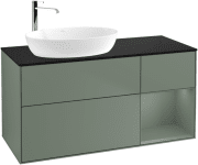 Тумба під раковину Villeroy & Boch Finion 120х50,1 см із підсвічуванням МДФ оливковий матовий лак/скло чорне матове G932GMGM