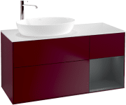 Тумба під раковину Villeroy & Boch Finion 120х50,1 см з підсвічуванням МДФ півонія матовий лак/скло біле матове G931HGHB