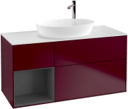 Тумба под раковину Villeroy & Boch Finion 120х50,1 см с подсветкой МДФ пион матовый лак/стекло белое матовое F941GKHB