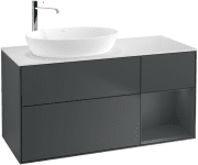 Тумба під раковину Villeroy & Boch Finion 120х50,1 см із підсвічуванням МДФ темно-синій матовий лак/скло біле матове G931HGHG
