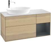 Тумба під раковину Villeroy & Boch Finion 120х50,1 см із підсвічуванням МДФ шпон дуба/скло біле матове G931HGPC