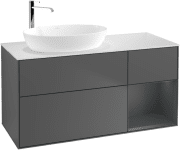 Тумба під раковину Villeroy & Boch Finion 120х50,1 см з підсвічуванням антрацит матовий лак/скло біле матове G931HGGK