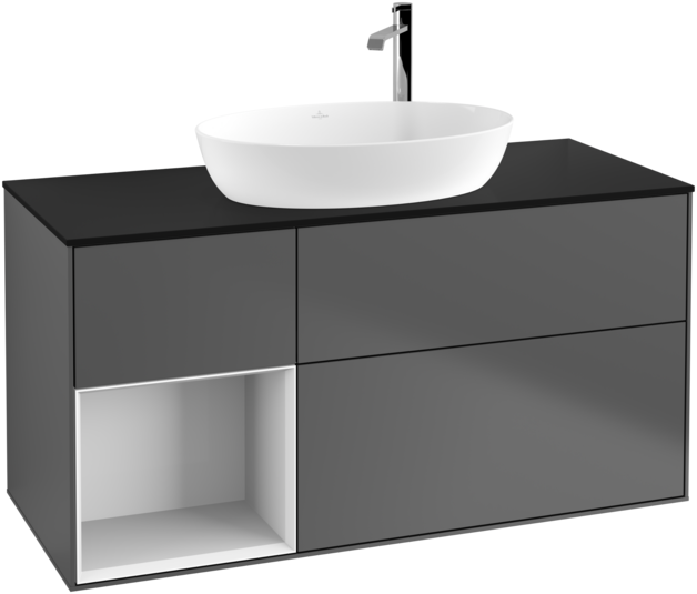 Тумба под раковину Villeroy & Boch Finion 120х50,1 см с подсветкой МДФ антрацит матовый лак/стекло черное матовое F942GFGK