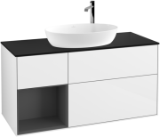 Тумба под раковину Villeroy & Boch Finion 120х50,1 см с подсветкой МДФ глянцевый белый лак/стекло черное матовое F942GKGF