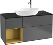 Тумба под раковину Villeroy & Boch Finion 120х50,1 см с подсветкой МДФ антрацит матовый лак/стекло черное матовое F942HFGK