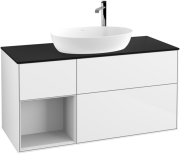 Тумба под раковину Villeroy & Boch Finion 120х50,1 см с подсветкой МДФ глянцевый белый лак/стекло черное матовое F942MTGF