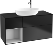 Тумба під раковину Villeroy & Boch Finion 120х50,1 см з підсвічуванням МДФ чорний матовий лак/скло чорне матове F942MTPD