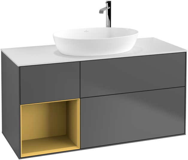 Тумба под раковину Villeroy & Boch Finion 120х50,1 см с подсветкой МДФ антрацит матовый лак/стекло белое матовое F941HFGK