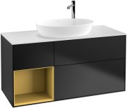 Тумба под раковину Villeroy & Boch Finion 120х50,1 см с подсветкой МДФ черный матовый лак/стекло белое матовое F941HFPD