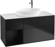 Тумба под раковину Villeroy & Boch Finion 120х50,1 см с подсветкой МДФ черный матовый лак/стекло белое матовое F941PDPD