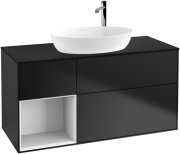 Тумба під раковину Villeroy & Boch Finion 120х50,1 см з підсвічуванням МДФ чорний матовий лак/скло чорне матове F942GFPD