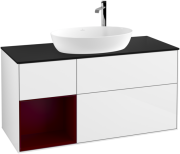 Тумба під раковину Villeroy & Boch Finion 120х50,1 см з підсвіткою МДФ білий глянцевий лак/скло чорне матове F942HBGF