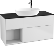 Тумба під раковину Villeroy & Boch Finion 120х50,1 см із підсвічуванням МДФ білий матовий лак/скло чорне матове F942MTMT