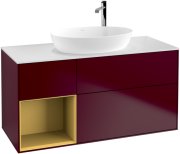 Тумба под раковину Villeroy & Boch Finion 120х50,1 см с подсветкой МДФ пион матовый лак/стекло белое матовое F941HFHB