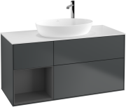 Тумба под раковину Villeroy & Boch Finion 120х50,1 см с подсветкой МДФ темно-синий матовый лак/стекло белое матовое F941GKHG