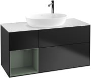 Тумба под раковину Villeroy & Boch Finion 120х50,1 см с подсветкой МДФ черный матовый лак/стекло белое матовое F941GMPD