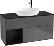 Тумба под раковину Villeroy & Boch Finion 120х50,1 см с подсветкой МДФ антрацит матовый лак/стекло черное матовое F942PDGK