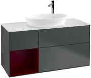 Тумба под раковину Villeroy & Boch Finion 120х50,1 см с подсветкой МДФ темно-синий матовый лак/стекло белое матовое F941HBHG