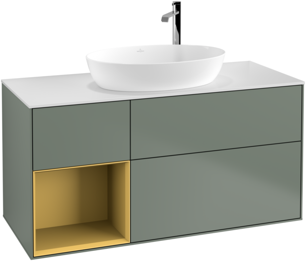 Тумба под раковину Villeroy & Boch Finion 120х50,1 см с подсветкой МДФ оливковый матовый лак/стекло белое матовое F941HFGM