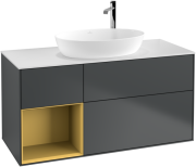 Тумба под раковину Villeroy & Boch Finion 120х50,1 см с подсветкой МДФ темно-синий матовый лак/стекло белое матовое F941HFHG