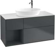 Тумба под раковину Villeroy & Boch Finion 120х50,1 см с подсветкой МДФ темно-синий матовый лак/стекло белое матовое F941HGHG