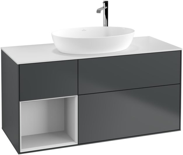 Тумба под раковину Villeroy & Boch Finion 120х50,1 см с подсветкой МДФ темно-синий матовый лак/стекло белое матовое F941MTHG