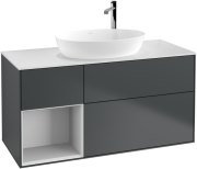 Тумба под раковину Villeroy & Boch Finion 120х50,1 см с подсветкой МДФ темно-синий матовый лак/стекло белое матовое F941MTHG