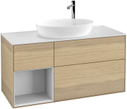 Тумба под раковину Villeroy & Boch Finion 120х50,1 см с подсветкой МДФ шпон дуба/стекло белое матовое F941MTPC