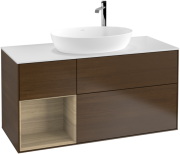 Тумба под раковину Villeroy & Boch Finion 120х50,1 см с подсветкой МДФ шпон грецкого ореха/стекло белое матовое F941PCGN