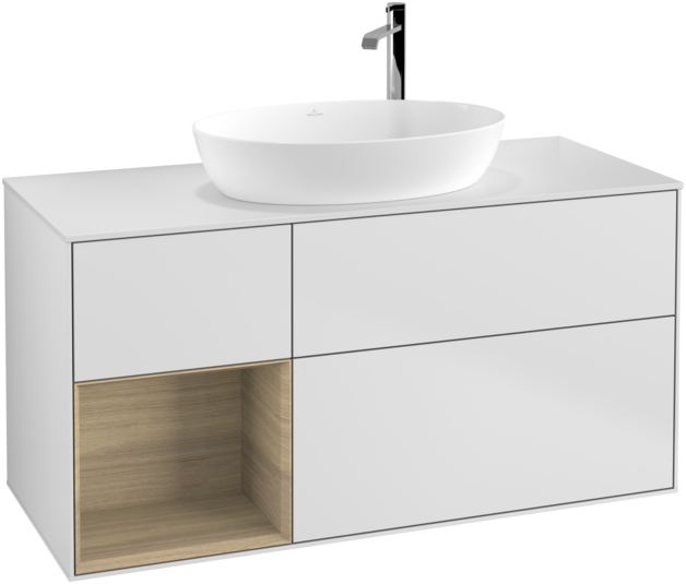 Тумба під раковину Villeroy & Boch Finion 120х50,1 см із підсвічуванням МДФ білий матовий лак/скло біле матове F941PCMT