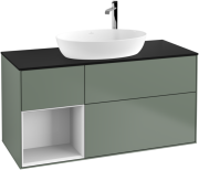 Тумба под раковину Villeroy & Boch Finion 120х50,1 см с подсветкой МДФ оливковый матовый лак/стекло черное матовое F941PHGF