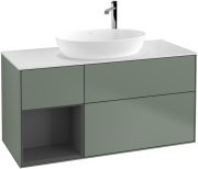 Тумба под раковину Villeroy & Boch Finion 120х50,1 см с подсветкой МДФ оливковый матовый лак/стекло белое матовое F941GKGM