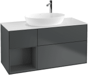Тумба под раковину Villeroy & Boch Finion 120х50,1 см с подсветкой МДФ темно-синий матовый лак/стекло белое матовое F941GKHG