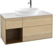 Тумба под раковину Villeroy & Boch Finion 120х50,1 см с подсветкой МДФ шпон дуба/стекло белое матовое F941GNPC