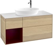 Тумба під раковину Villeroy & Boch Finion 120х50,1 см із підсвічуванням МДФ шпон дуба/скло біле матове F941HBPC