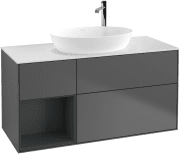 Тумба под раковину Villeroy & Boch Finion 120х50,1 см с подсветкой МДФ антрацит матовый лак/стекло белое матовое F941HGGK