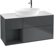 Тумба под раковину Villeroy & Boch Finion 120х50,1 см с подсветкой МДФ темно-синий матовый лак/стекло белое матовое F941HGHG