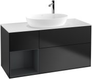 Тумба под раковину Villeroy & Boch Finion 120х50,1 см с подсветкой МДФ черный матовый лак/стекло белое матовое F941HGPD