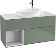 Тумба під раковину Villeroy & Boch Finion 120х50,1 см із підсвічуванням МДФ оливковий матовий лак/скло біле матове F941MTGM