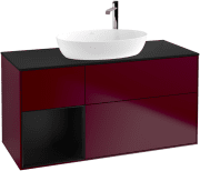 Тумба под раковину Villeroy & Boch Finion 120х50,1 см с подсветкой МДФ пион матовый лак/стекло черное матовое F942PDHB