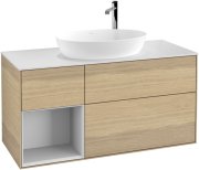 Тумба под раковину Villeroy & Boch Finion 120х50,1 см с подсветкой МДФ шпон дуба/стекло белое матовое F941MTPC