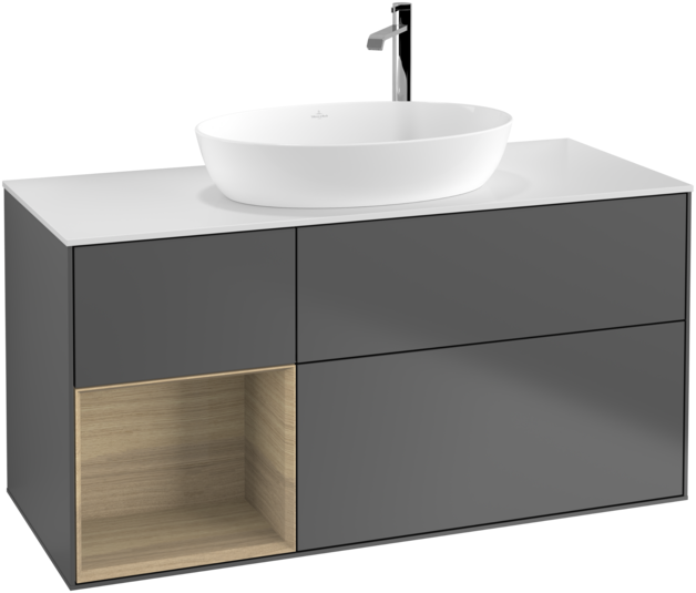 Тумба под раковину Villeroy & Boch Finion 120х50,1 см с подсветкой МДФ антрацит матовый лак/стекло белое матовое F941PCGK