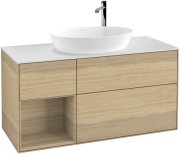 Тумба под раковину Villeroy & Boch Finion 120х50,1 см с подсветкой МДФ шпон дуба/стекло белое матовое F941PCPC