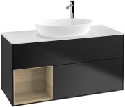 Тумба під раковину Villeroy & Boch Finion 120х50,1 см із підсвічуванням МДФ чорний матовий лак/скло біле матове F941PCPD