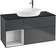 Тумба під раковину Villeroy & Boch Finion 120х50,1 см із підсвічуванням МДФ темно-синій матовий лак/скло чорне матове F942GFHG