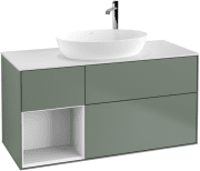 Тумба под раковину Villeroy & Boch Finion 120х50,1 см с подсветкой МДФ оливковый матовый лак/стекло белое матовое F941GFGM