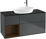 Тумба під раковину Villeroy & Boch Finion 120х50,1 см із підсвічуванням МДФ темно-синій матовий лак/скло чорне матове F942GNHG