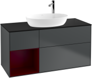 Тумба под раковину Villeroy & Boch Finion 120х50,1 см с подсветкой МДФ темно-синий матовый лак/стекло черное матовое F942HBHG