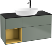 Тумба под раковину Villeroy & Boch Finion 120х50,1 см с подсветкой МДФ оливковый матовый лак/стекло черное матовое F942HFGM